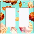 thumbnail image 2 of Metal Light Switch Wall Plate Outlet Cover (Colorful Sea Shells Pattern Teal - Double Rocker), 2 of 2