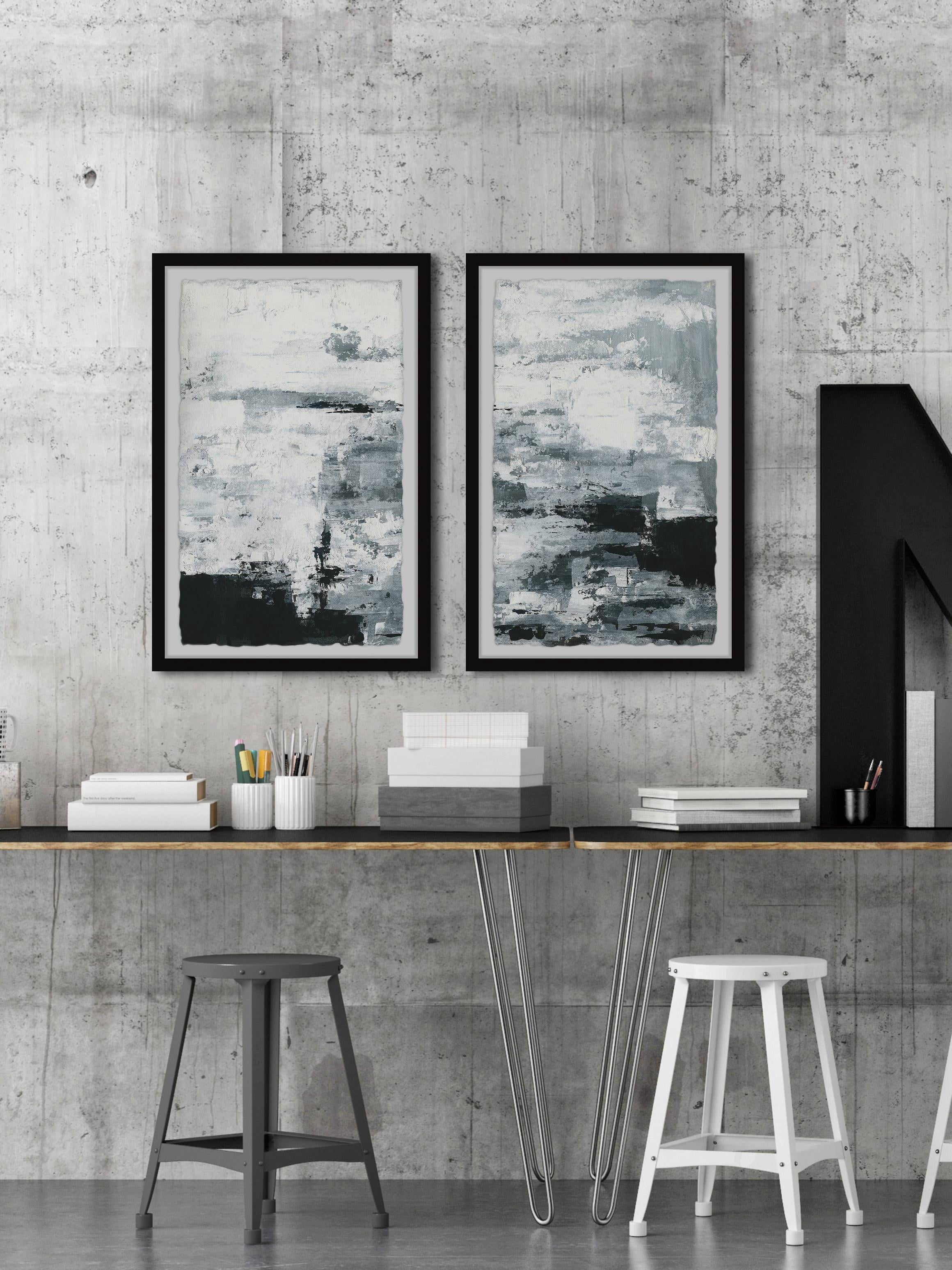 Black and White Smudges II Diptych
