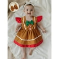 thumbnail image 5 of Miaouyo Infant Baby Girls Christmas Gingerbread Romper 0 3 6 12 18 Months Striped Fly Sleeves Jumpsuit and Headband Set, 5 of 8