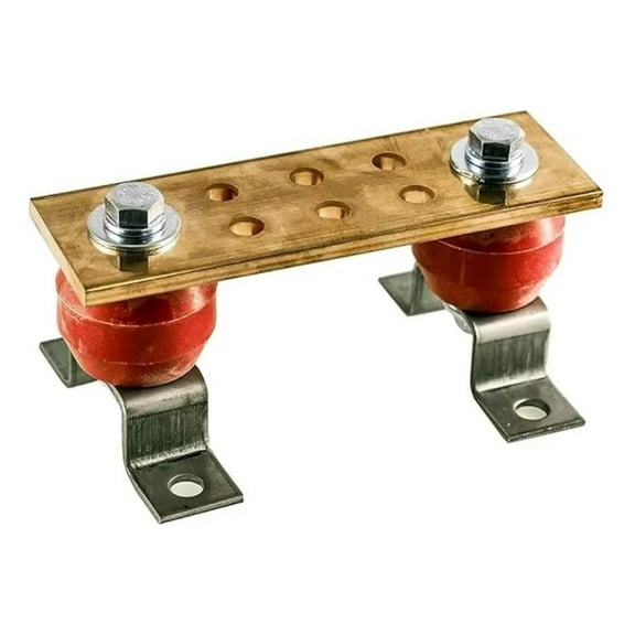 6" Copper Wall Mounted Ground Bar Kit - Electrical Ground Bar with Mounting Brackets - Copper Grounding Busbar Bar Kit with 2.5kV Insulators
