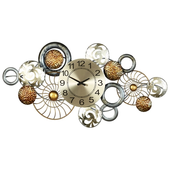 Bronxx Wall Art Clock Multi Metallic 34” x 2.5” x 17”
