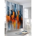 thumbnail image 3 of Blue Burnt Orange Stall Shower Curtain, Waterproof Shower Curtains for Bathroom, Modern Oil Painting Geometric Abstract Washable Fabric Cloth Bath Curtain for Bathtub with Hooks 36x72 Inches, 3 of 6