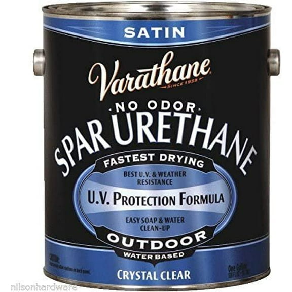 2 Gal Varathane Water-Based Clear Satin Exterior Spar Wood Urethane 250231