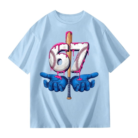 67 shirt G'irls Summer Short Sleeve T Shirt Cute Cartoon Number Print Casual Top Tee Shirt For K'ids Youth