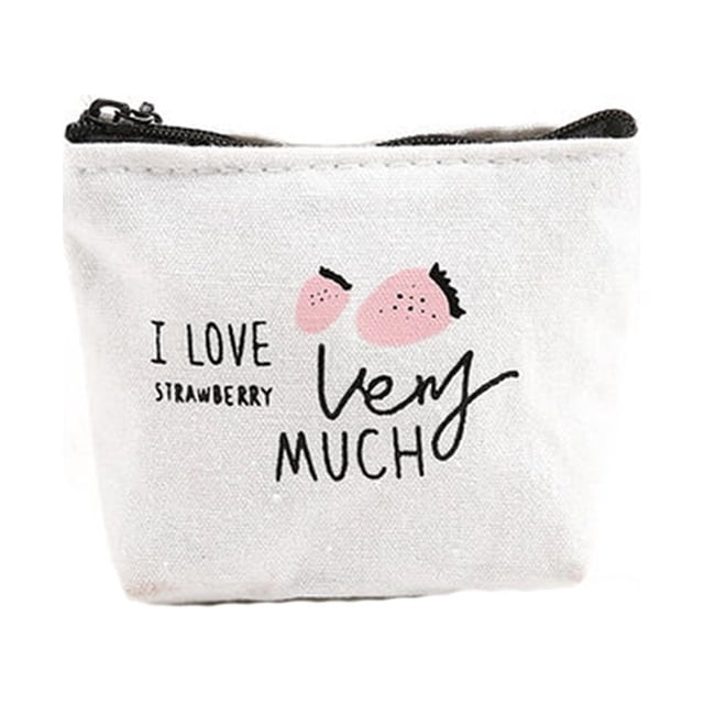 pitrice Fruit Print Canvas Zipper Wallet Card Coin Purse Storage Pen Pouch Pencil Bag For Girls Student