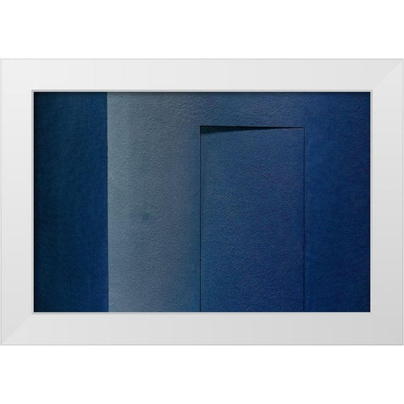 Schuster, Inge 18x13 White Modern Wood Framed Museum Art Print Titled - Blue minimalism or a secret door