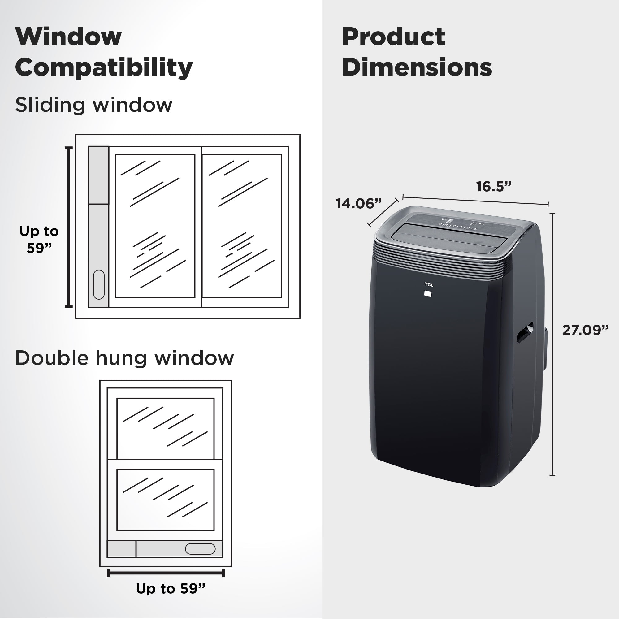 TCL 10,000 BTU Smart Portable Air Conditioner, Black, W10P95-B