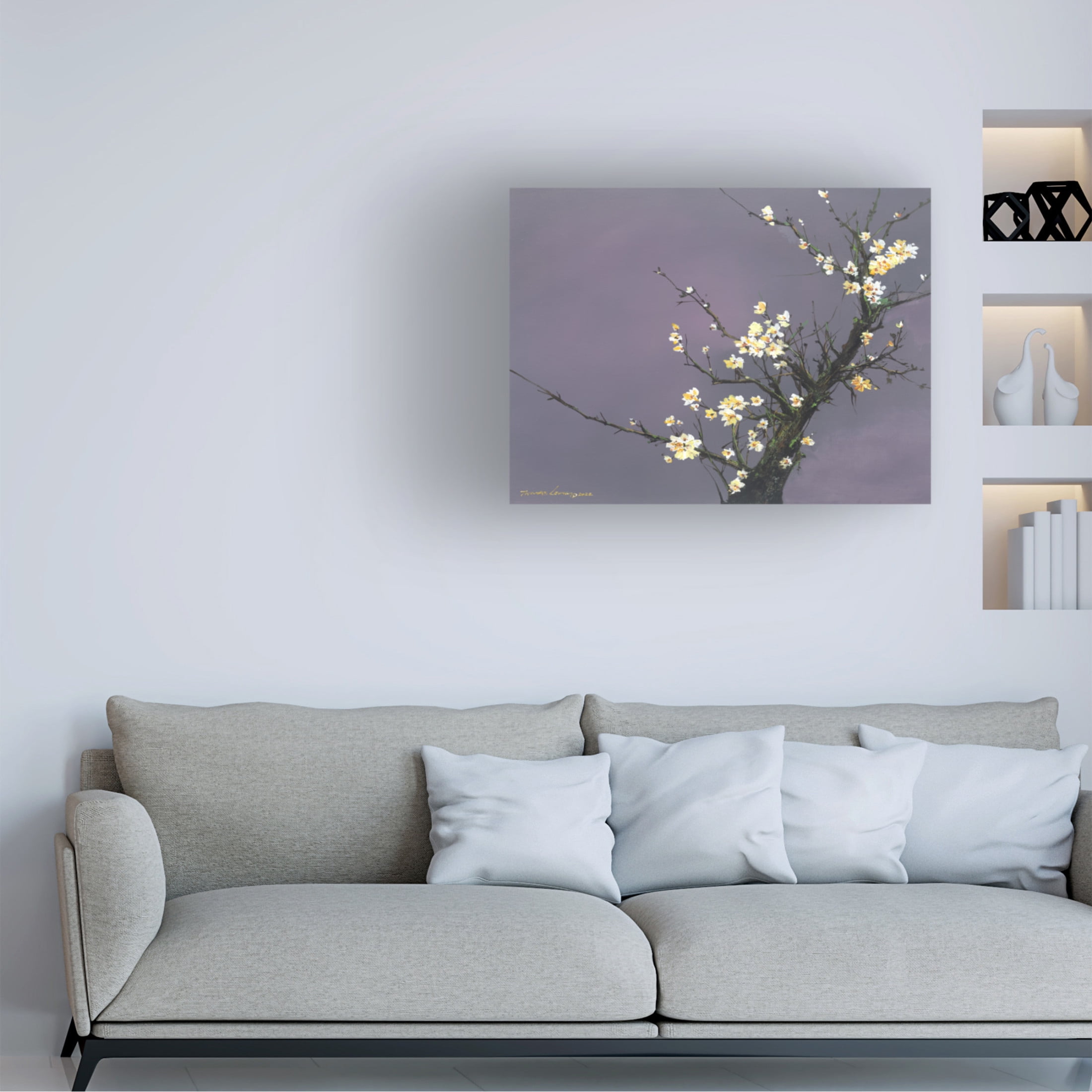 Canvas Wall Art - Thomas Leung 'White Blossom' Wall Art for Living Room, Bedroom, or Office Décor by Trademark Fine Art - 19 x 14 Inches