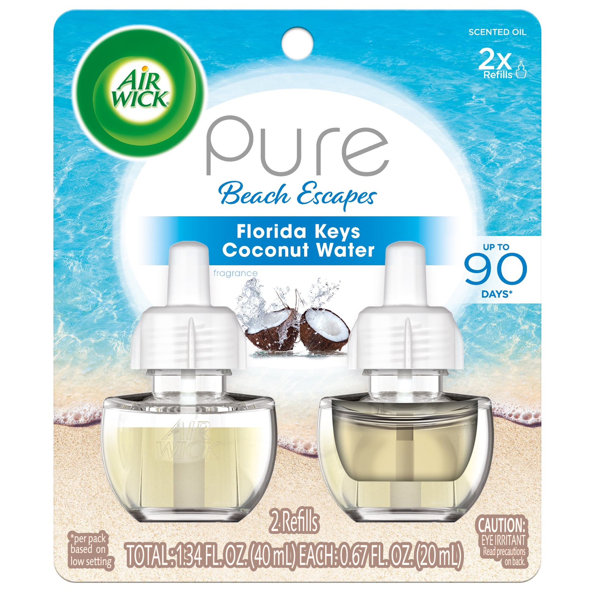 Air Wick Pure Scented Oil 2 Refills, Florida Keys Coconut Water, (2x0