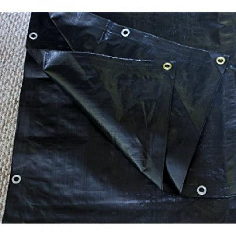 10x10 Foot Heavy Duty Black Poly Tarp - 12 Mil Thick Waterproof Cover