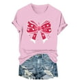 thumbnail image 2 of Xuyuer Women's Bow Fashion Casual Printed Round Neck Short Sleeved T-shirt Top, 2 of 6