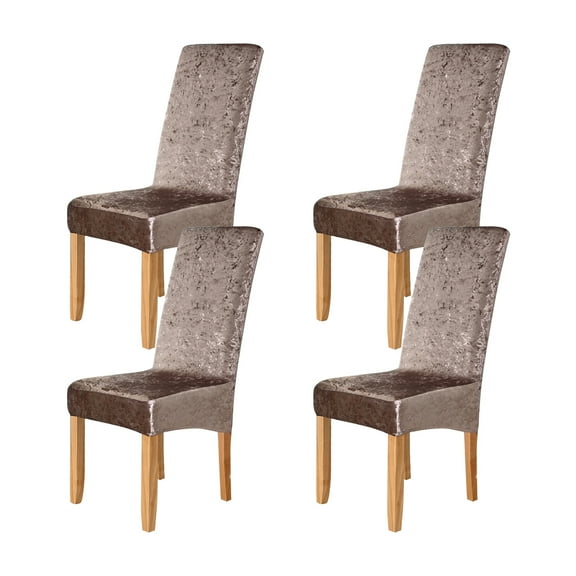 Rosnek 4Pcs Stretch Velvet Dining Chair Covers, Removable Washable Large Soft Dining Chair Slipcovers for Kitchen Home Restaurant