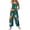 #16Green, variant on Women's Halloween Black Cat Skull Pumpkin Print Adjustable Strap Bib Overalls Wide Leg Jumpsuit With Pockets Black 2XL