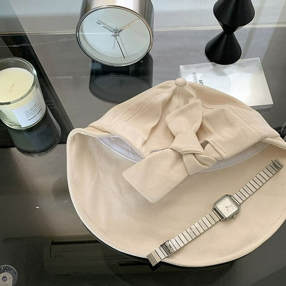 COCOpeaunt Fashion Woman Cotton Summer Hemp Bucket Hat Sunscreen Cap Beach Outdoor Panama Bowknot Foldable Sun Hat Breathable Headwear