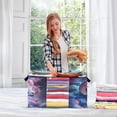 thumbnail image 6 of WOBOGO Aries Blue Purple Pattern Clothes Storage 2Pack Foldable Thick Fabric Blanket Organizer Bag with Handle 24.8×16.93×16.17in, 6 of 7