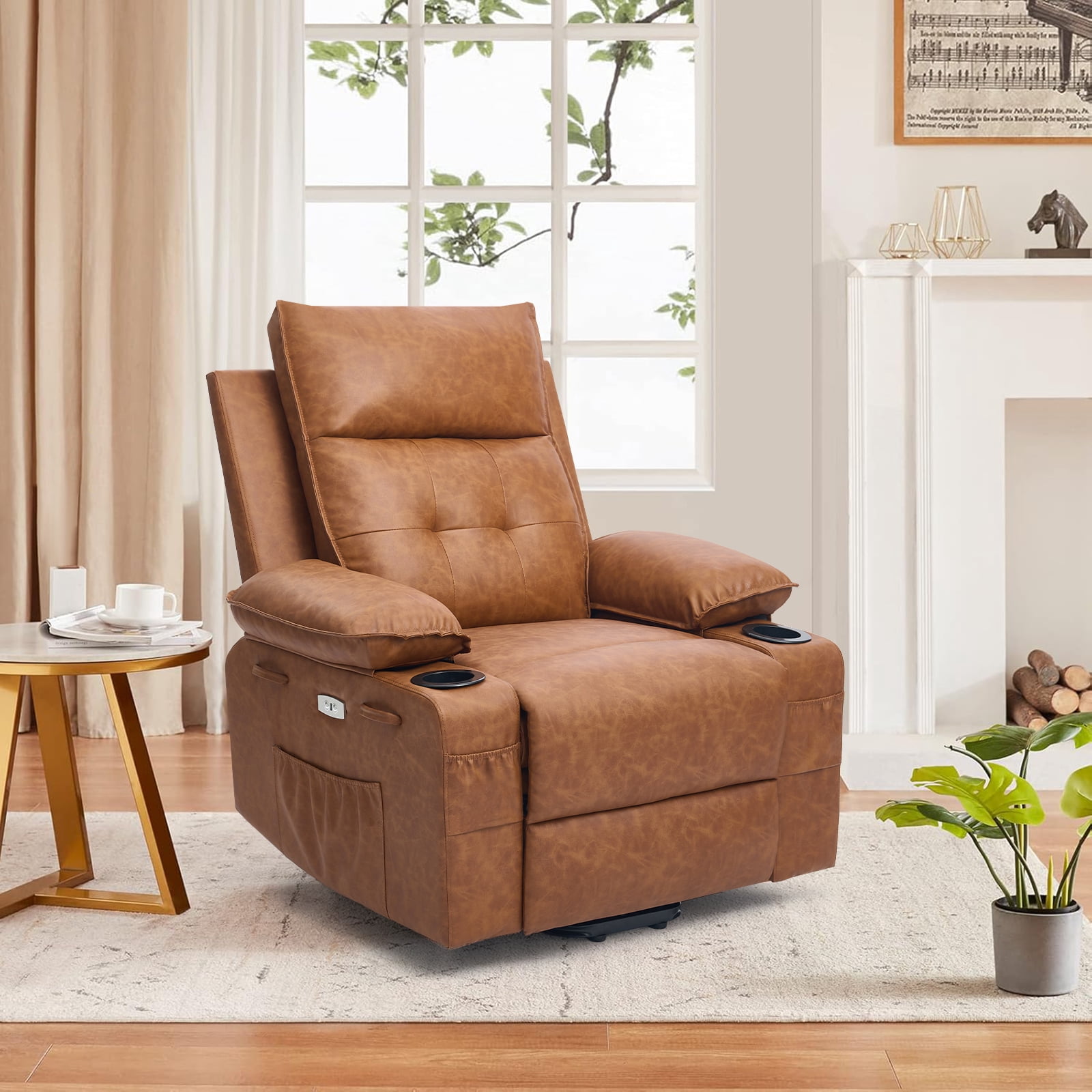Betisef Power Lift Recliner Chair for Elderly, Adjustable Recline Chair W/Massage & Heat Functions Brown