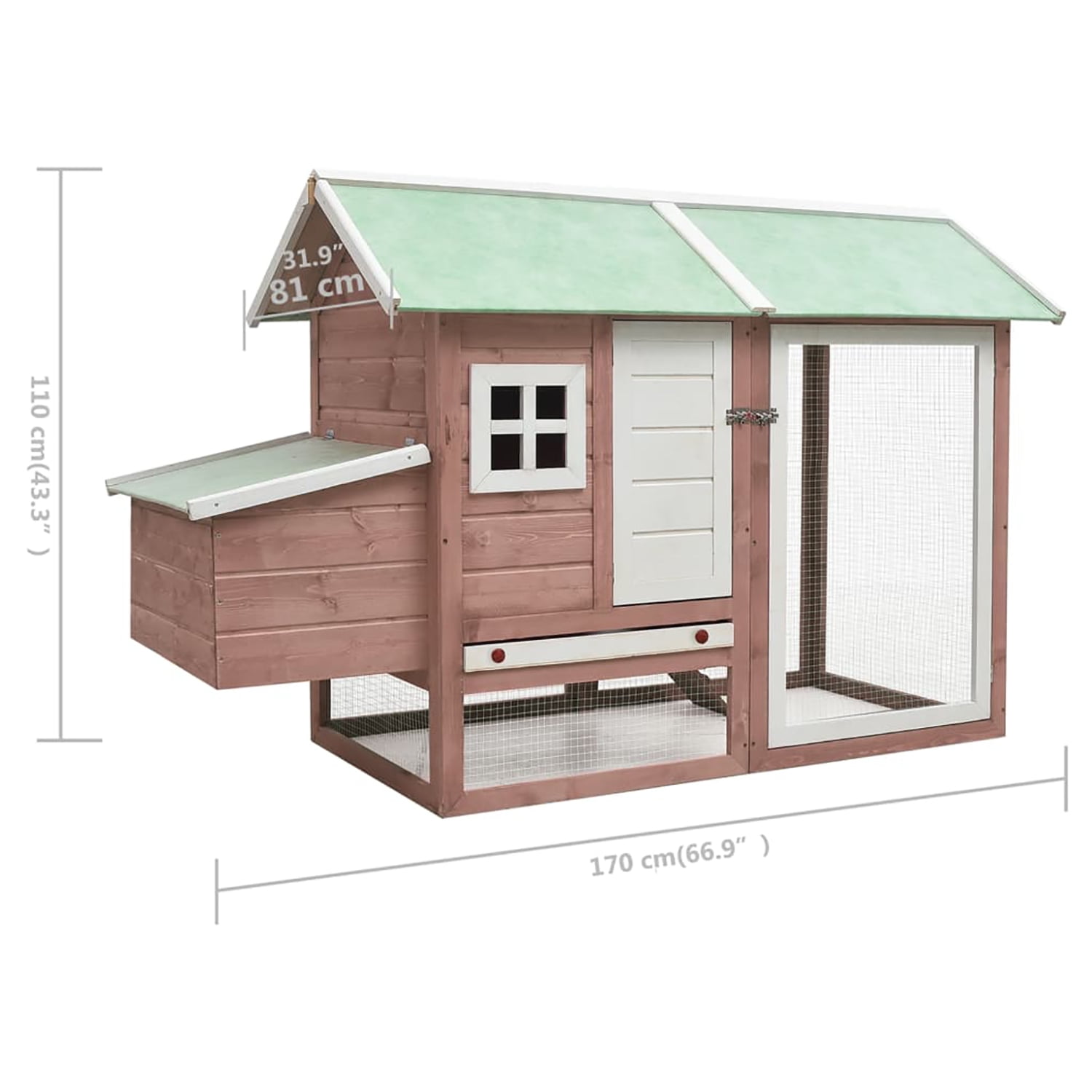 Pefilos 66.9" Wooden Rabbit Hutch, Large Hen House with Nesting Boxes and Durable Cage for Farmyard Bunny Cage Climb Ramp for Access, Brown Pefilos 66.9" Wooden Rabbit Hutch, Large Hen House with Nesting Boxes and Durable Cage for Farmyard Bunny Cage Climb Ramp for Access, Brown