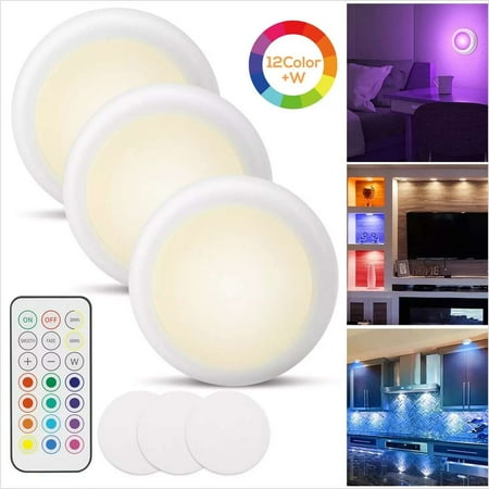 

3pcss Cabinet Light Timer Mini Wireless Night Light Bedroom RGB Colourful Indoor