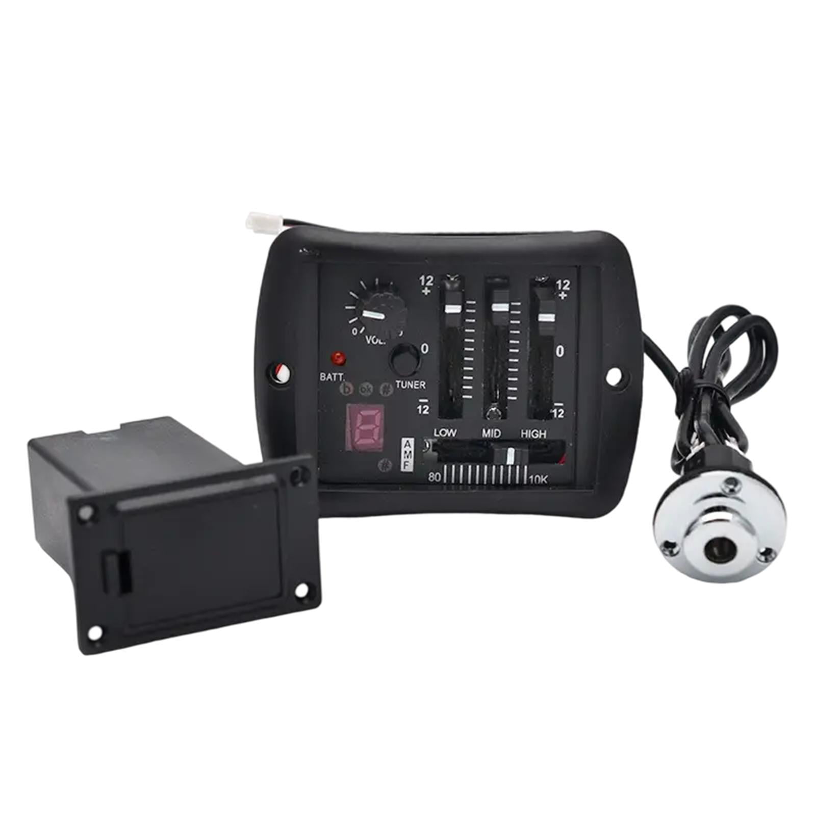 QccHieUs Acoustic Guitar Preamp Equalizer Sound Hole Pickup Tuner for Folk Guitar 3-bands
