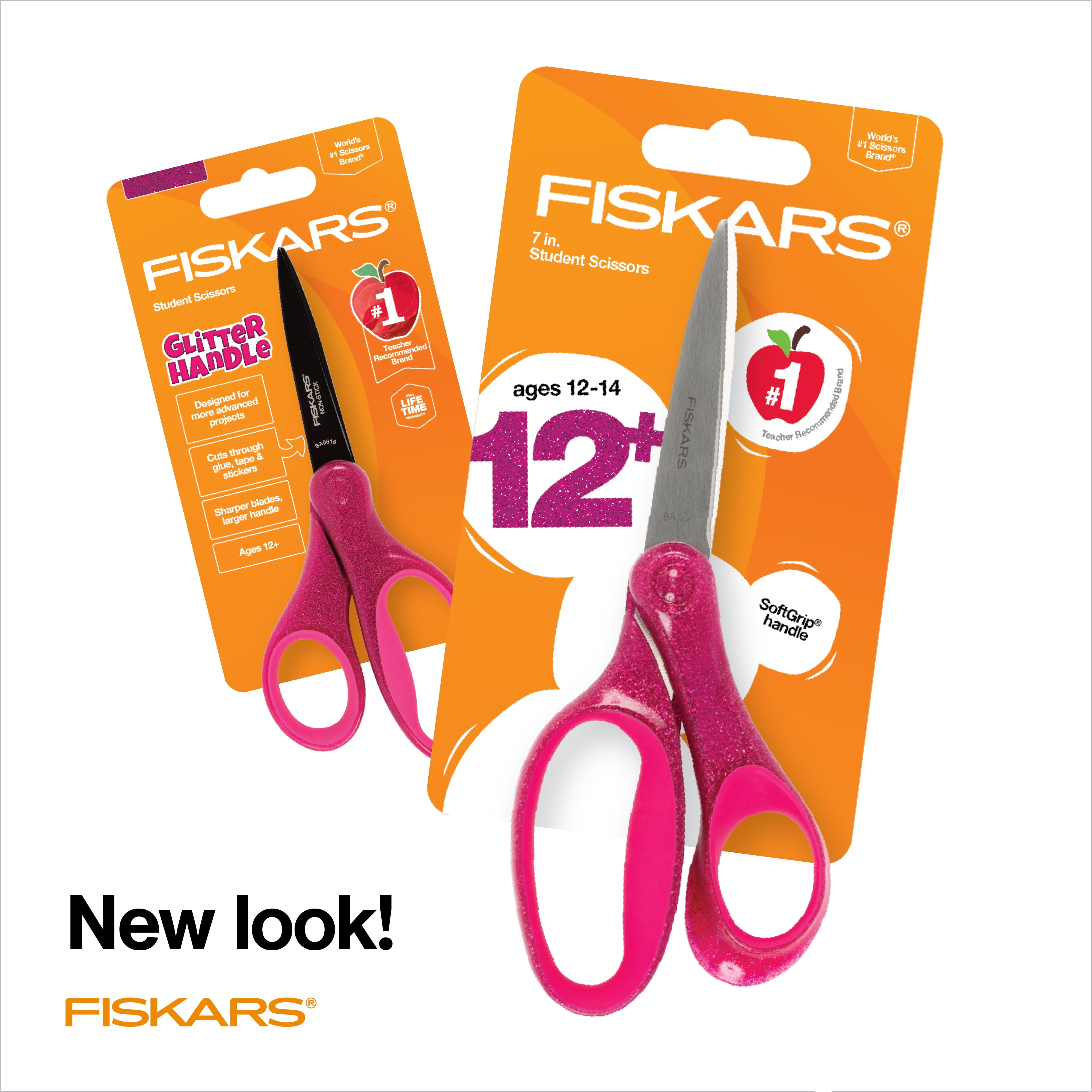 Fiskars 7 SoftGrip Left-Handed Student Glitter Scissors for Kids 12+ -  Left-Handed Scissors for School or Crafting - Back to School Supplies - Blue