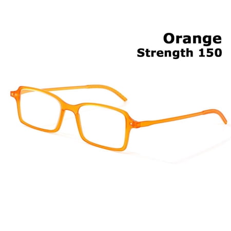 Unisex Comfortable Portable Vintage Reading Glasses Ultra Thin Frame Eye Protection Anti-Blue Light Eyeglasses ORANGE STRENGTH 150
