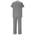 thumbnail image 3 of Ecqkame Two Piece Sets for Women Summer Cool Stretch Solid Color V-Neck Pocket Top and Straight-Leg Pant Set Gray S, 3 of 6