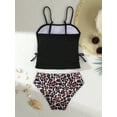 thumbnail image 7 of Ticikt Girls Two Piece Swimwear Leopard Print Bikini Tankini Top and Bottom for Beach Pool Summer,Color:Black,5-6 Years, 7 of 7