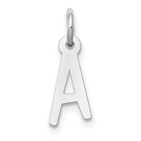 Diamond2Deal 14k White Gold Small Slanted Block Letter A Initial Pendant for Women(L- 12.53 mm, W- 5.73 mm)