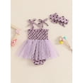 thumbnail image 3 of Bagilaanoe Newborn Baby Girl Summer Rompers Dress Print Sleeveless Bodysuits + Headband 3M 6M 12M 18M 24M Infant Tulle Patchwork A-line Dresses, 3 of 6