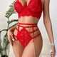 thumbnail image 5 of Conjunto de lencería con liga de encaje y gargantilla extraíble Teddy Babydoll, sujetador de tiras y braguita, 5 of 5