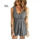 thumbnail image 3 of Jumpingount Mujer verano mono vestido playa viaje niñas botón chaleco alta cintura ropa señoras estilo Casual ropa rosa S conjuntos de ropa Gris 3XL Jumpingount AP011283-22, 3 of 6