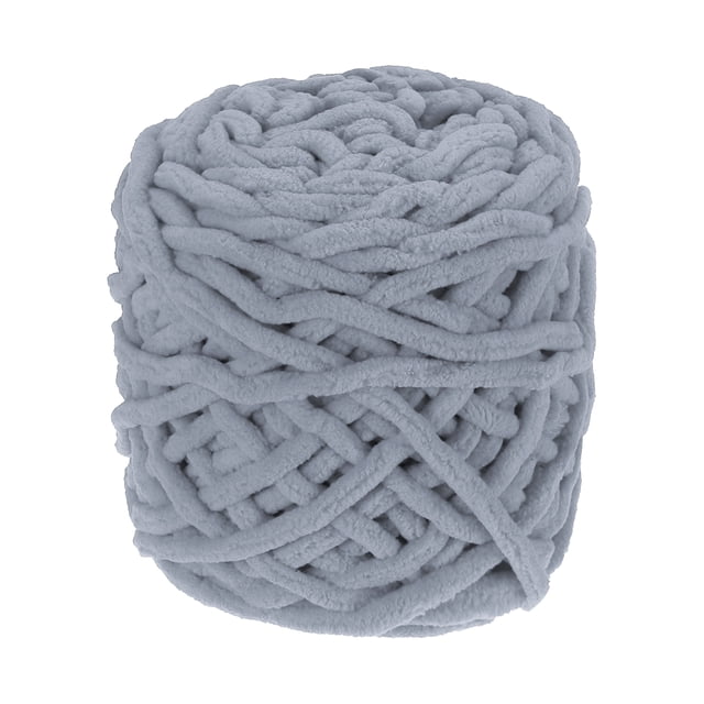Hilo Chenille Grueso Uxcell, Hilo Plush Bulky Thick Fluffy para Crochet, Hilo de Terciopelo Suave para Mantitas, Tejido a Mano de Suéter en Gris