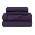 thumbnail image 2 of BNM Solid Flannel Cotton Sheet Set, Twin, Purple, 2 of 8