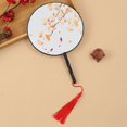 thumbnail image 4 of Vjnyvs 1PC Round Hand Fan Chinese Style Vintage Printing Silk Fan Wedding Party Dance Accessories, 4 of 7