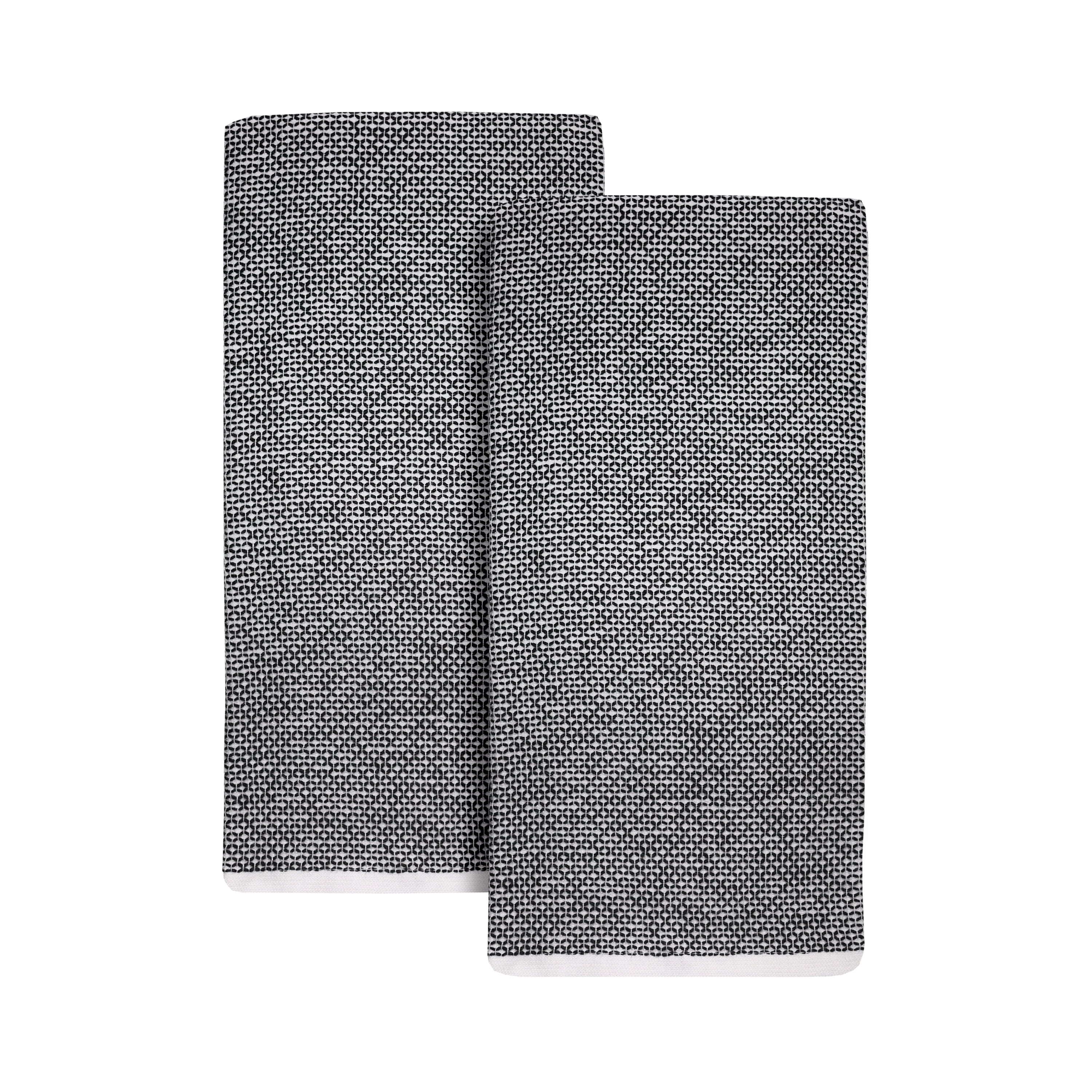 (4 pack) Better Homes & Gardens 2 Piece Cotton Kitchen Towels, Rich Black Flat Woven