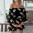thumbnail image 3 of asdoklhq Womens Plus Size Clearance Dresses, Stylish Summer Sexy Off Shoulder Bell Sleeve Solid And Printed Dresses, 3 of 5