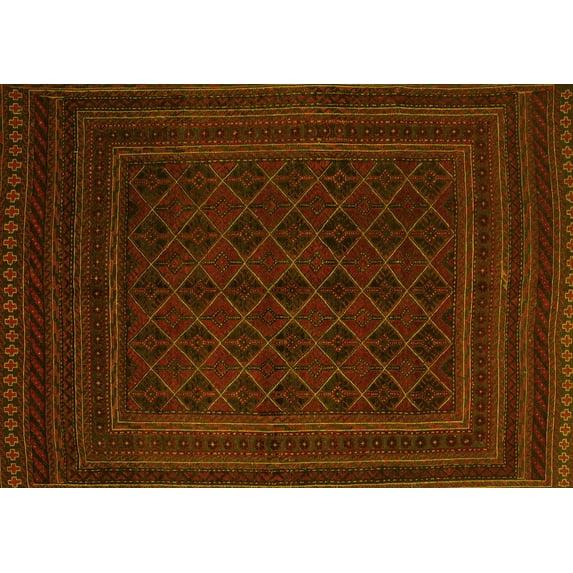 Ahgly Company Machine Washable Indoor Rectangle Southwestern Yellow Country Area Rugs, 2' x 3'