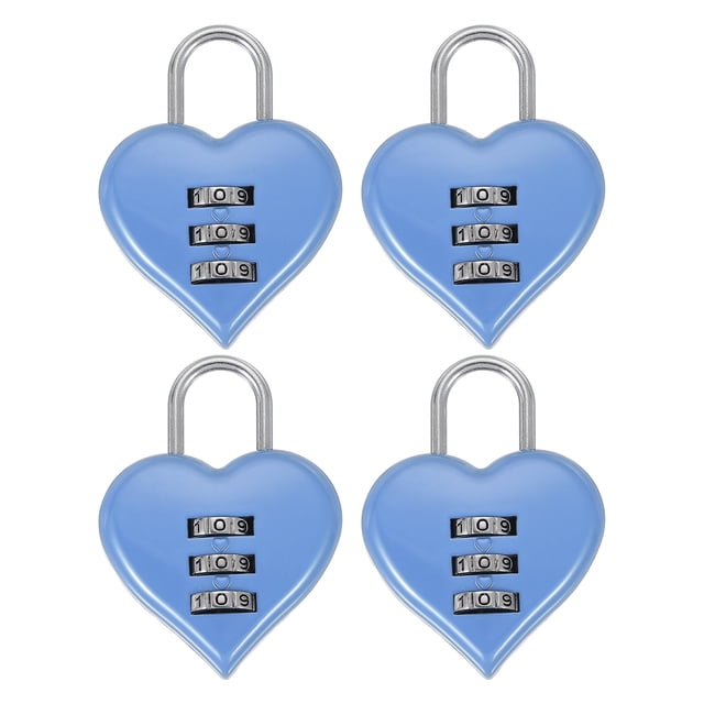 Candados de combinación Uxcell, candado de contraseña en forma de corazón para caja de almacenamiento de joyas azul claro
