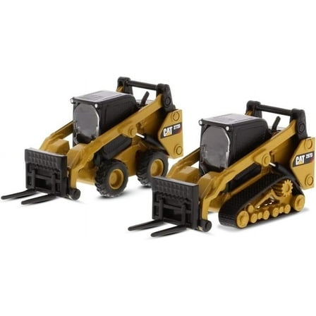 Diecast Masters 1:64 Scale Caterpillar 272D2 Skid Steer Loader & 297D2 Compact Track Loader & Attachment Accessories, Play & Collect Series Collectible Cat Trucks & Construction Equipment, Model 85693