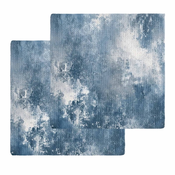 Blue Grey Kitchen Dish Towels for Drying Dishes Set of 2, Oil Painting Modern Abstract Waffle Weave Microfiber Hand Tea Bathroom Towels Quick Dry & Absorbent Towel 12x12