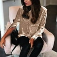 thumbnail image 3 of New Trendy!Homenesgenics Clothes under $5.00 Fashion Women's Spring Velvet Long Sleeve Button Pocket Casual Shirt Top/Green L, 3 of 5