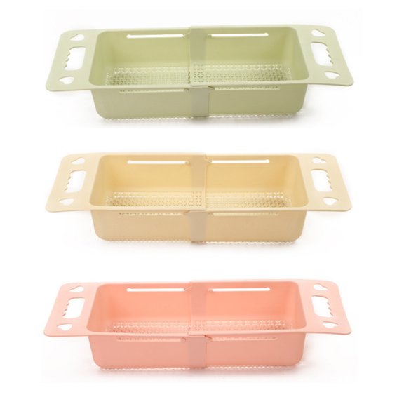 NICEXMAS Green Retractable Vegetable Draining Basket for Kitchen Sink and Counter - Space Saving Strainer