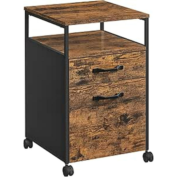 VASAGLE Archivador Móvil con 2 Cajones Ruedas y Freno 44x42x66.5 cm