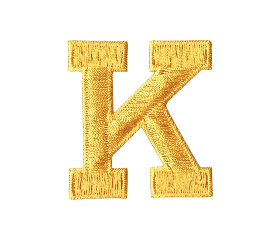 Alphabet Letter K Color Yellow 2" Block Style Iron On