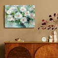 thumbnail image 4 of FCXZI Floral Canvas Wall Art Painting White Rose Flower With Green Leaves Hand-Painted Texture Picture Artwork For Bedroom Bathroom Walls 16x12in, 4 of 6