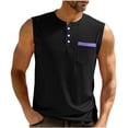 thumbnail image 4 of Klisyaur Mens Tank with Pockets Sleeveless Crewneck Buttons Tops Workout Casual Summer Tshirts for Men, 4 of 8