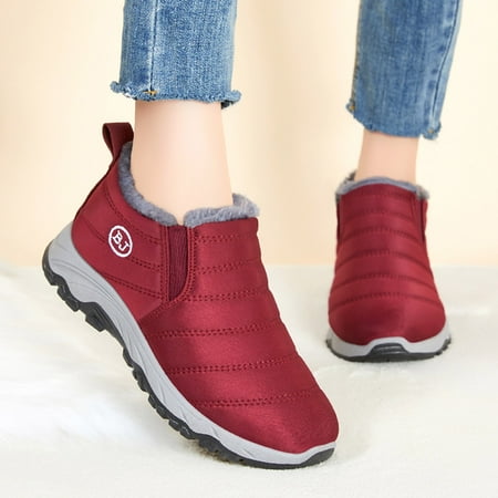 

Gubotare Womens Ankle Boots Fall 2022 Women s Waterproof Plush Chelsea Bootie Chelsea Boot Red 7.5