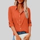 thumbnail image 2 of Camisas de Manga Larga para las Mujeres Blusa de Túnica de Imitación de Botón de Solapa de Ajuste Suelto con Tela Suave, Top de Verano Transpirable para Uso Diario Informal, 2 of 7