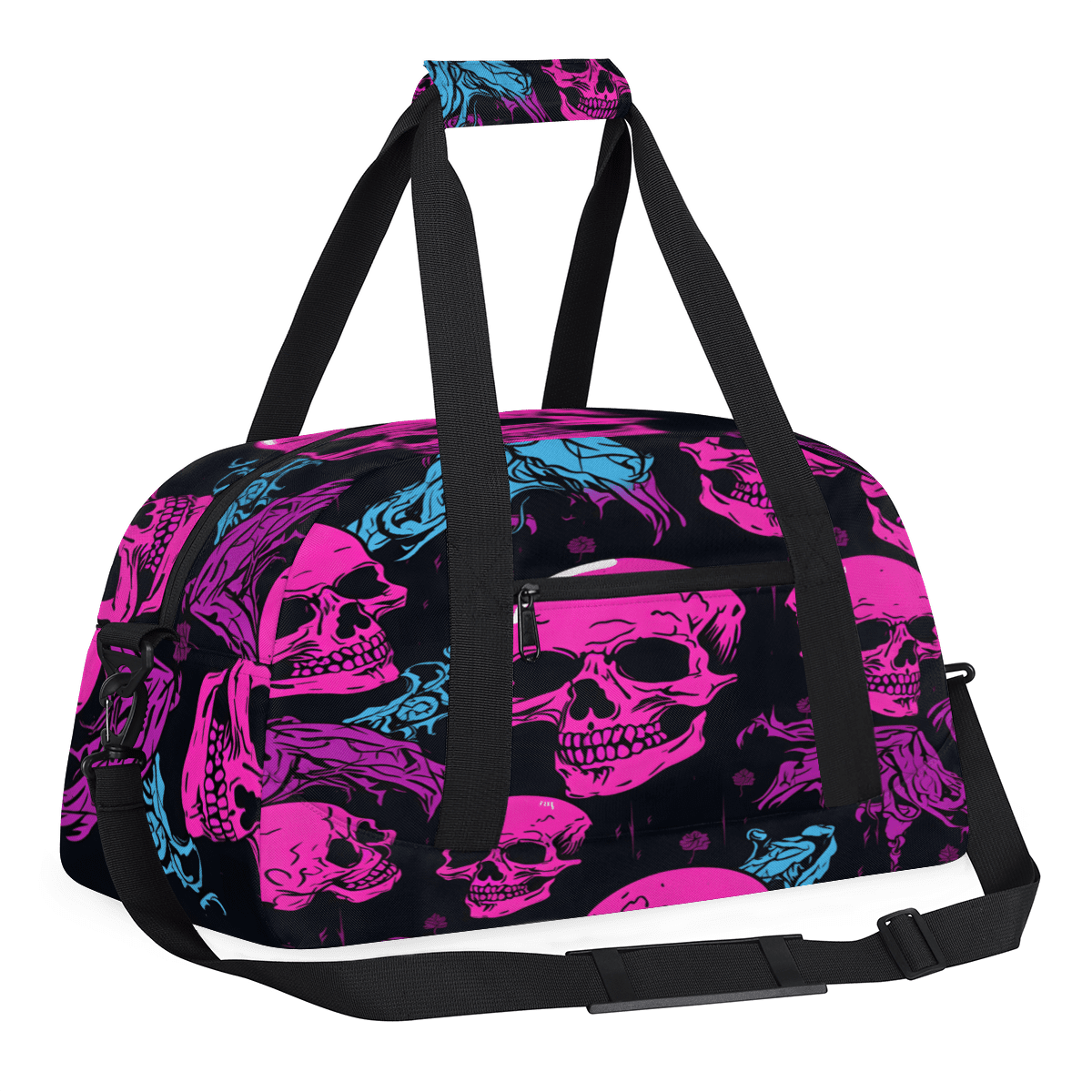 Herdesigns Skull Sports Duffle Bag for Women & Men, Spooky Skull Gym Bag Dance Bag Overnight Bag Carry On Weekender Travel Bag