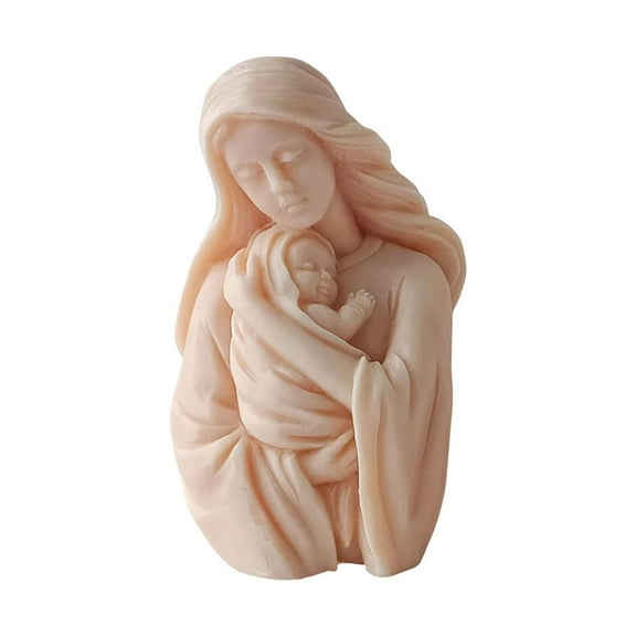 JDH silicone Virgin Mary Holding Child Candle Aromatherapy Mold DIY Handmade Soap Gypsum Sculpture Candle Decoration Making Mold Home Decor